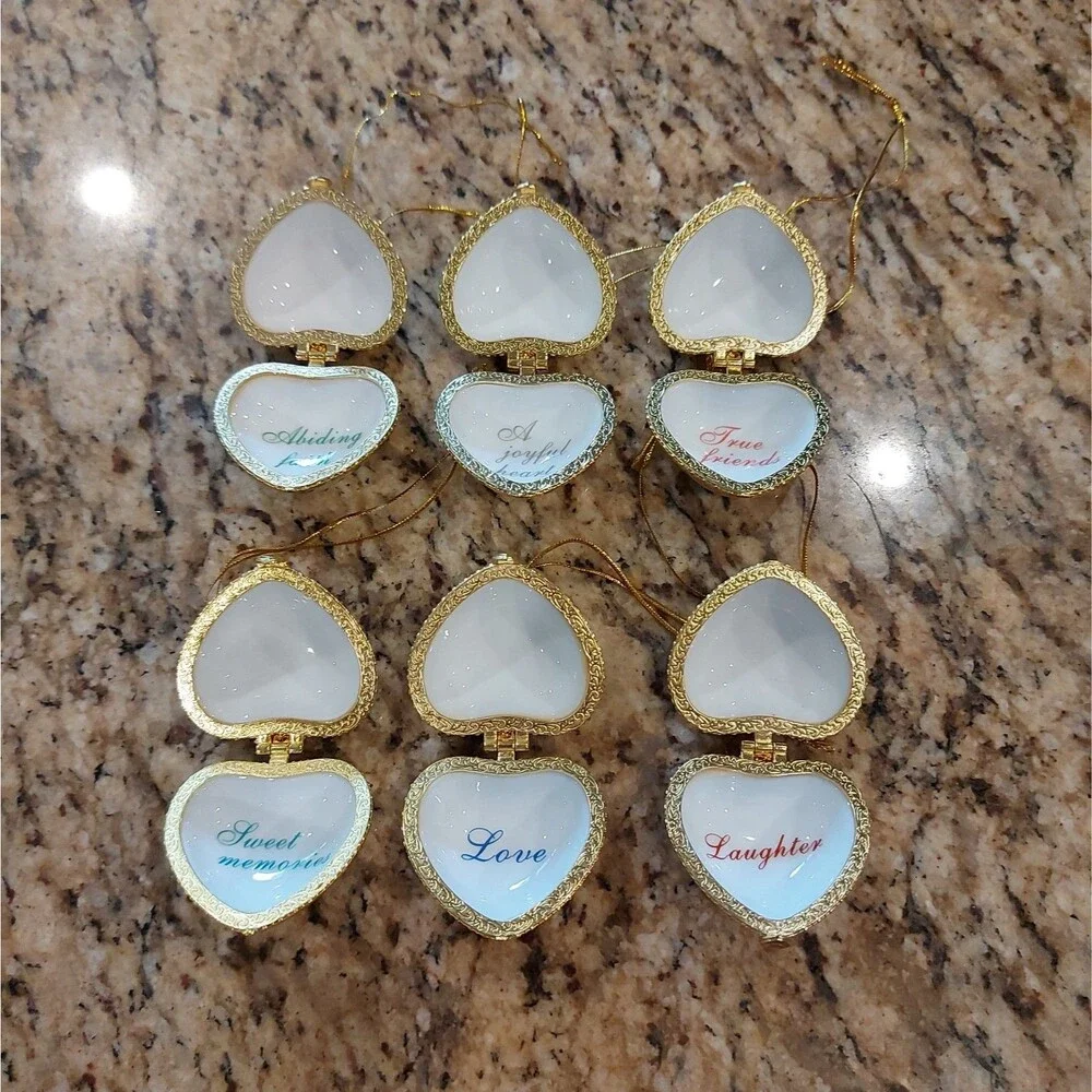 Valerie Parr Hill Ceramic Heart Shape Ornaments / Trinkets Set Of 6 ~ QVC